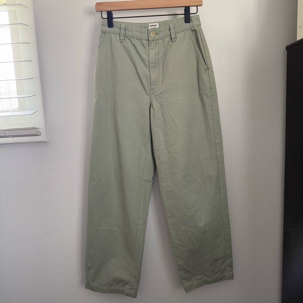 Aritiza Sunday Best 2 Barrel Relaxed Straight Pants Mid Rise Sage Green Spring